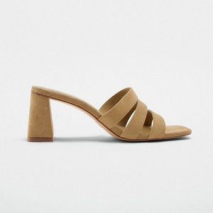 Zara Suede Sandals NWT Block Heel
